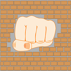 Image showing Fist in wall