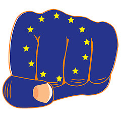 Image showing Flag of the europe on fist