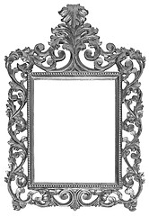 Image showing Antique silver plated wooden frame Isolated with Clipping Path