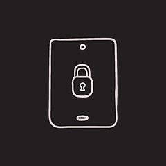Image showing Digital tablet security sketch icon.