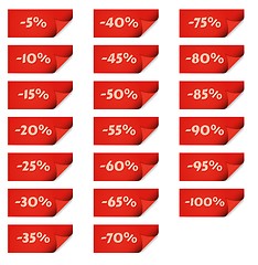 Image showing red stick tags for percentage discounts