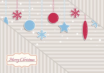 Image showing christmas illustration with stripes and snowflakes