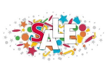 Image showing sale banner with color christmas ornaments