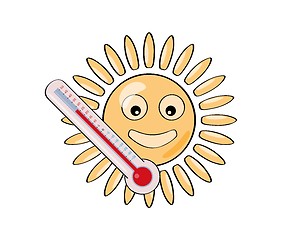 Image showing sun and thermometer as a signs of hot summer