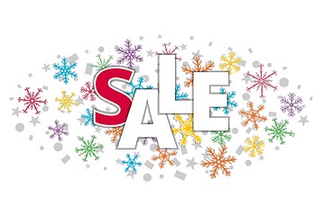 Image showing christmas offer sale banner with color snowflakes