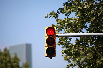 Image showing red traffic light intersection