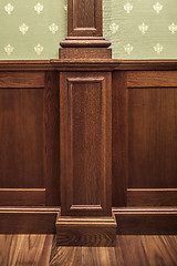 Image showing classic oaken wall paneling in the interior