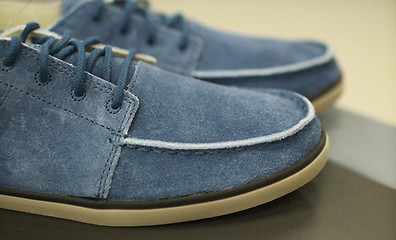 Image showing  blue suede shoes for men close to