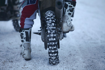 Image showing  motocross motorcycle back wheel rear view