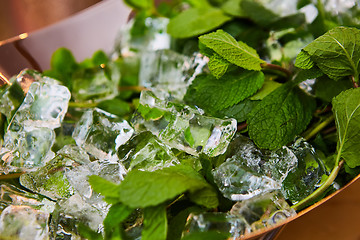 Image showing ice cubes and fresh mint.