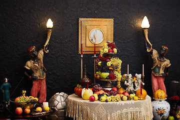 Image showing Different fresh fruits on wedding buffet table