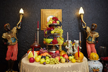 Image showing Different fresh fruits on wedding buffet table