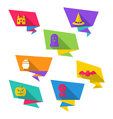 Image showing Origami Paper Banners with Halloween Symbols