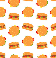 Image showing Seamless Pattern with Hamburgers. Fast Food Wallpaper