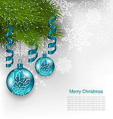 Image showing Christmas Background with Hanging Glass Balls