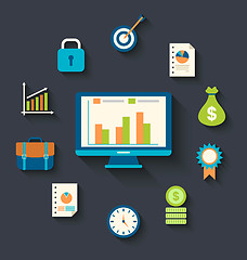 Image showing Flat icons concepts for business, finance, strategic management,