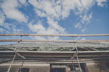 Image showing Scaffolding at a house improvement