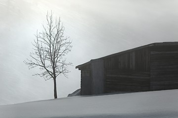 Image showing Foggy winter landscape