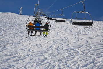 Image showing Skiing slopes from the lift