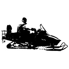 Image showing Silhouette snowmobile  on white background. illustration