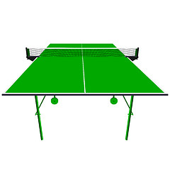 Image showing Ping pong green table tennis. illustration.