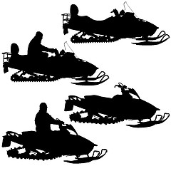 Image showing Silhouette snowmobile  on white background. illustration