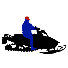 Image showing Silhouette snowmobile  on white background. illustration