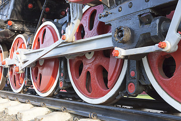 Image showing old steam locomotive close up