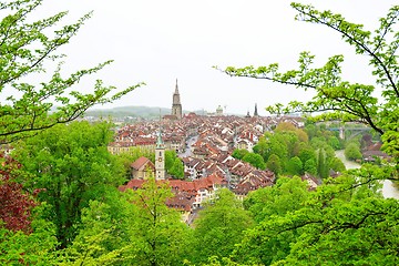 Image showing Rainy Bern view from the rose garden