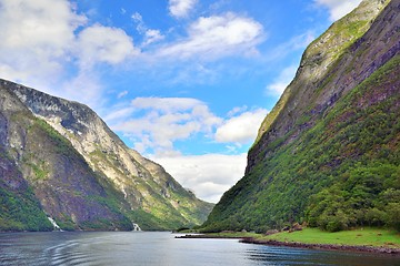 Image showing Naeroyfjord in Norway. Unesco World Heritage site.