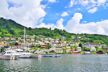 Image showing Pier and village at Norheimsund, Norway.