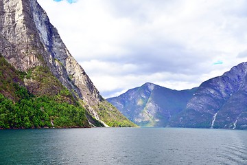 Image showing Naeroyfjord in Norway. Unesco World Heritage site.