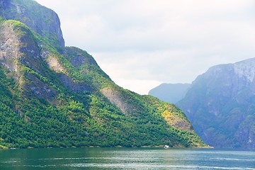 Image showing Naeroyfjord in Norway. Unesco World Heritage site.