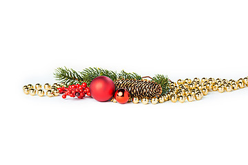 Image showing Gold Christmas balls on white