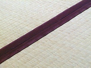 Image showing Tatami mat closeup with violet edging (heri).