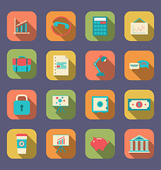 Image showing Set flat icons of web design objects, business, office and marke