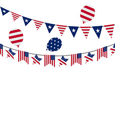 Image showing Hanging Bunting pennants for Independence Day USA, Patriotic Sym