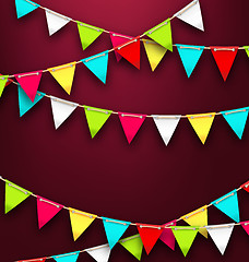 Image showing Party Background with Colorful Bunting Flags for Holidays