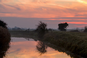 Image showing Dawn over Pevensey Levels