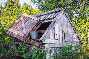 Image showing Old Wooden Well With A Bucket