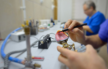 Image showing Closeup of dental technician