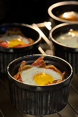 Image showing menu breakfast cups egg with bacon