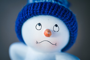 Image showing Cute Snowman on Wooden Table