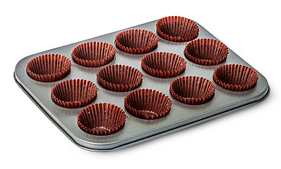 Image showing Cupcake and muffin pan with paper cups