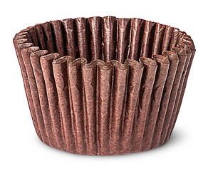 Image showing Stack of brown paper cups for baking muffins