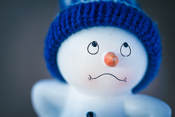 Image showing Cute Snowman on Wooden Table