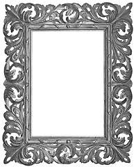 Image showing Vintage silver plated wooden frame Isolated with Clipping Path