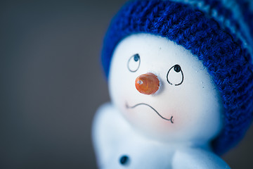 Image showing Cute Snowman on Wooden Table