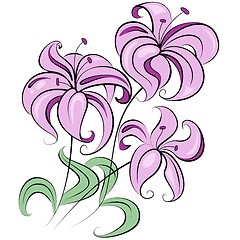 Image showing Illustration - stylized bouquet of flowers similar to lily