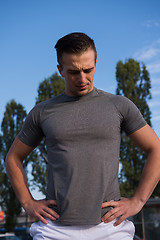 Image showing portrait of a young man on jogging